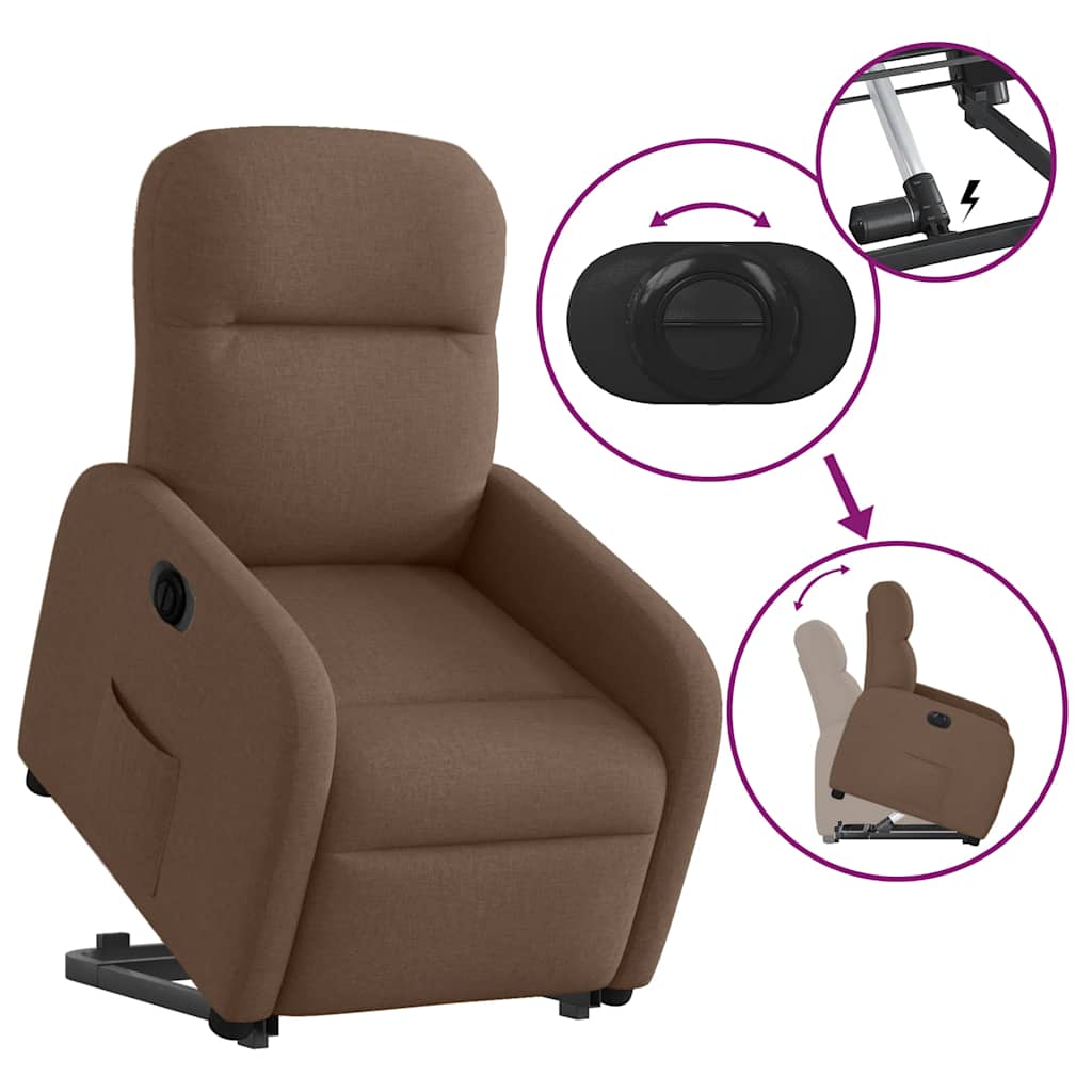 Fauteuil inclinable électrique marron tissu - XIOS