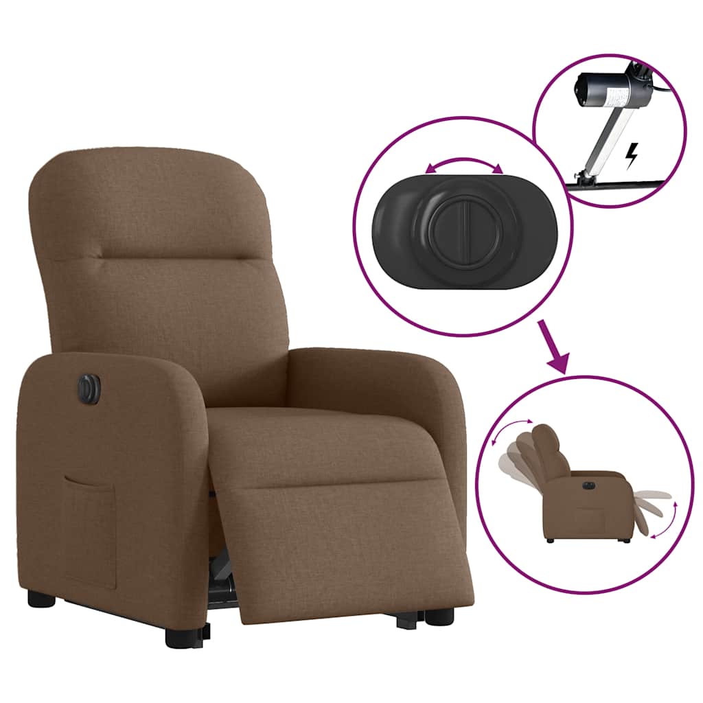 Fauteuil inclinable électrique marron tissu - XIOS