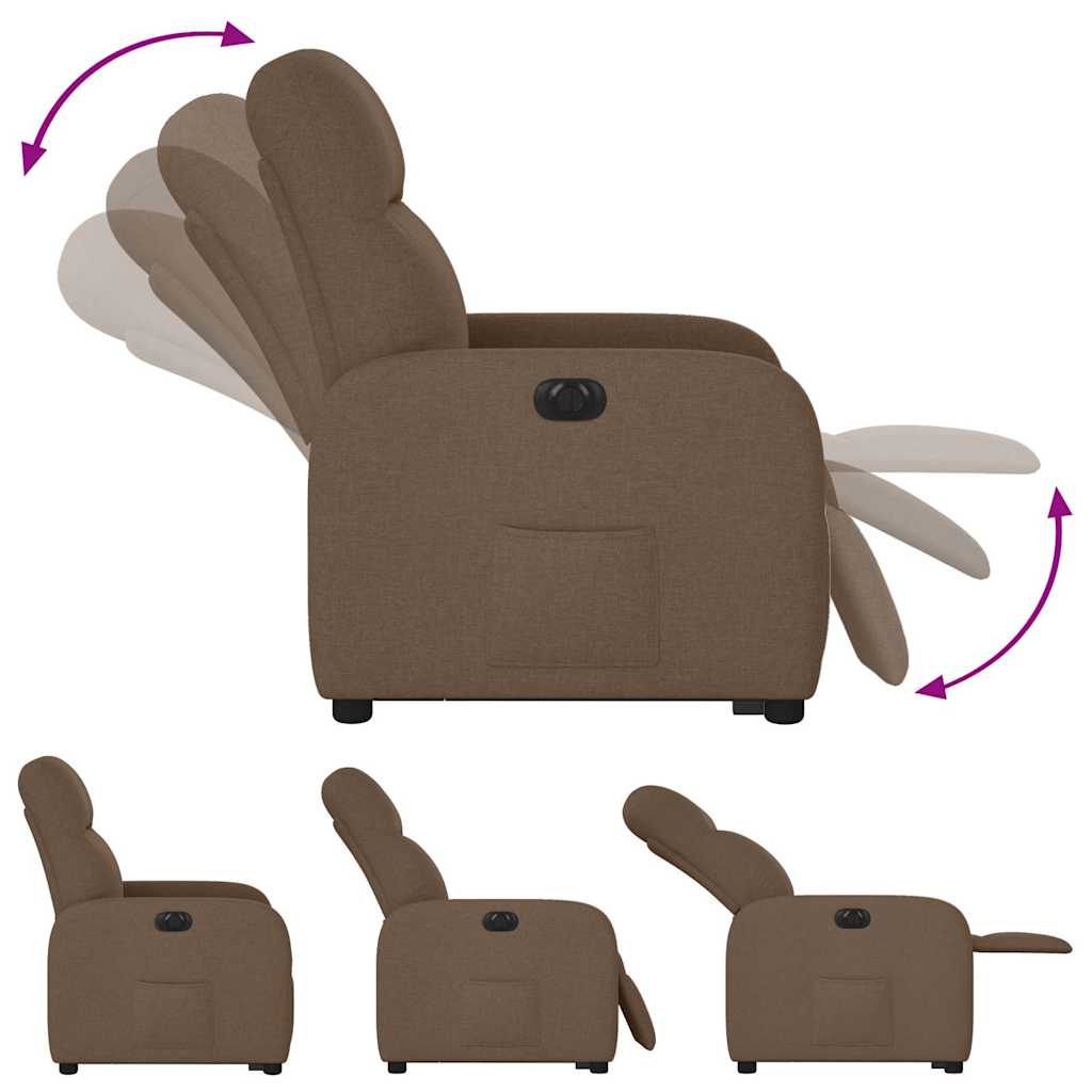 Fauteuil inclinable électrique marron tissu - XIOS