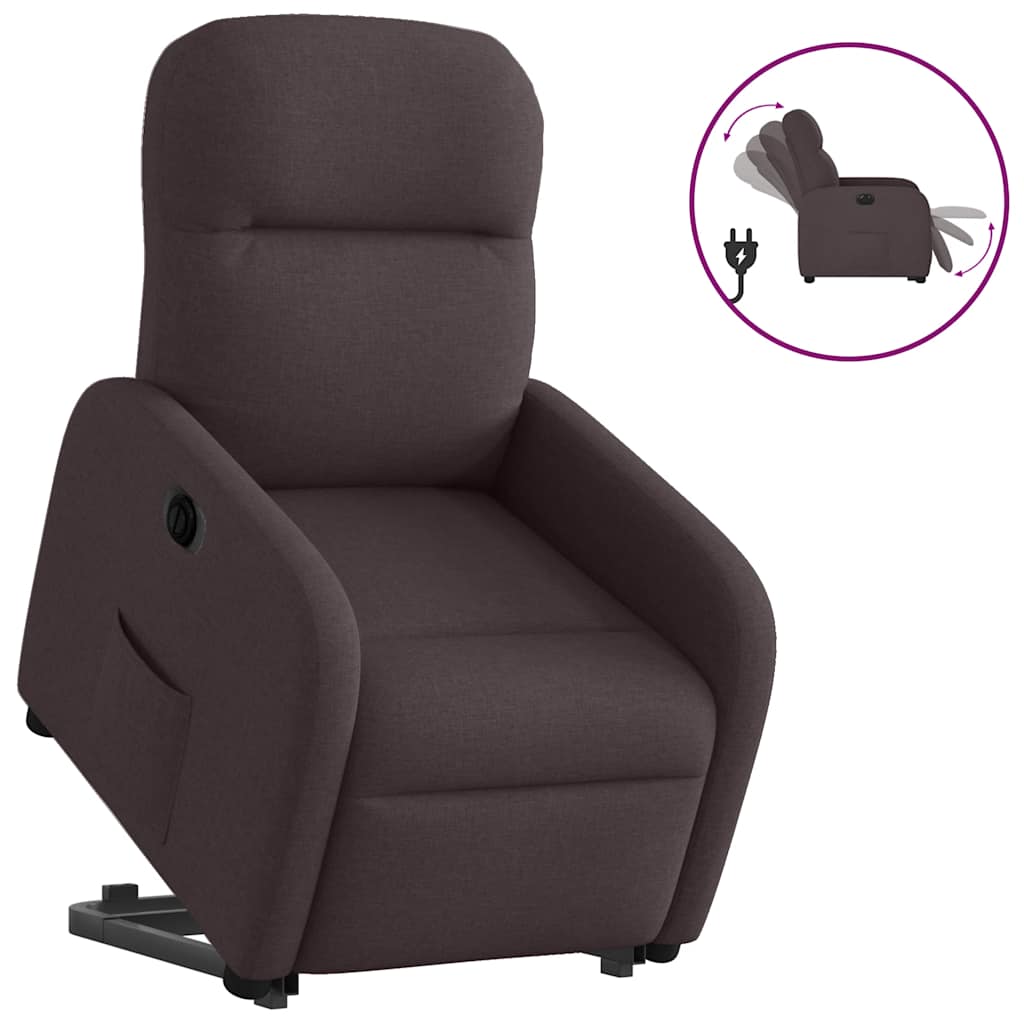 Fauteuil inclinable électrique marron foncé tissu - XIOS