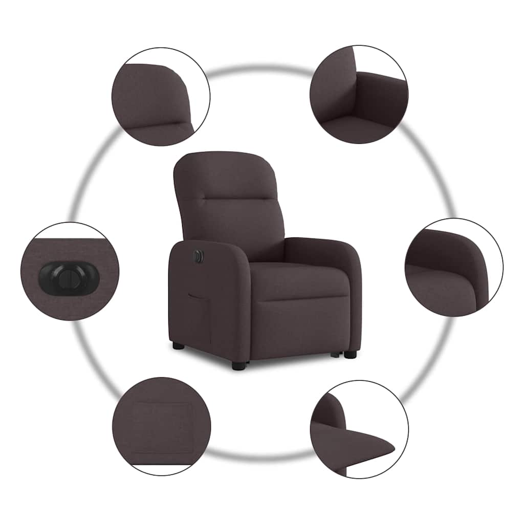 Fauteuil inclinable électrique marron foncé tissu - XIOS