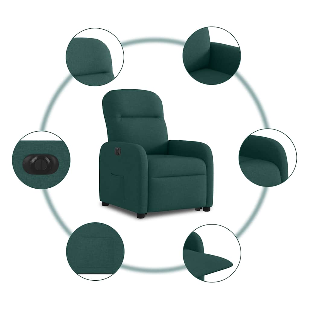 Fauteuil inclinable électrique vert foncé tissu - XIOS