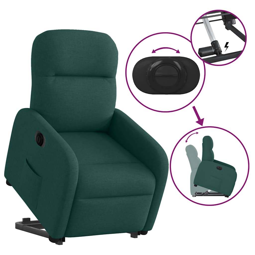 Fauteuil inclinable électrique vert foncé tissu - XIOS