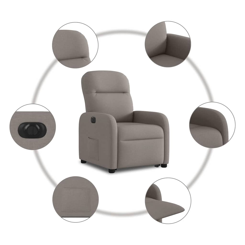 Fauteuil inclinable électrique taupe tissu - XIOS