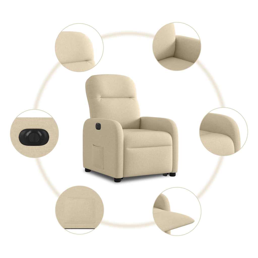 Fauteuil inclinable électrique crème tissu