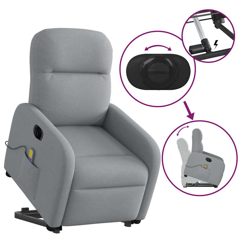 Fauteuil inclinable de massage électrique Gris clair Tissu - XIOS
