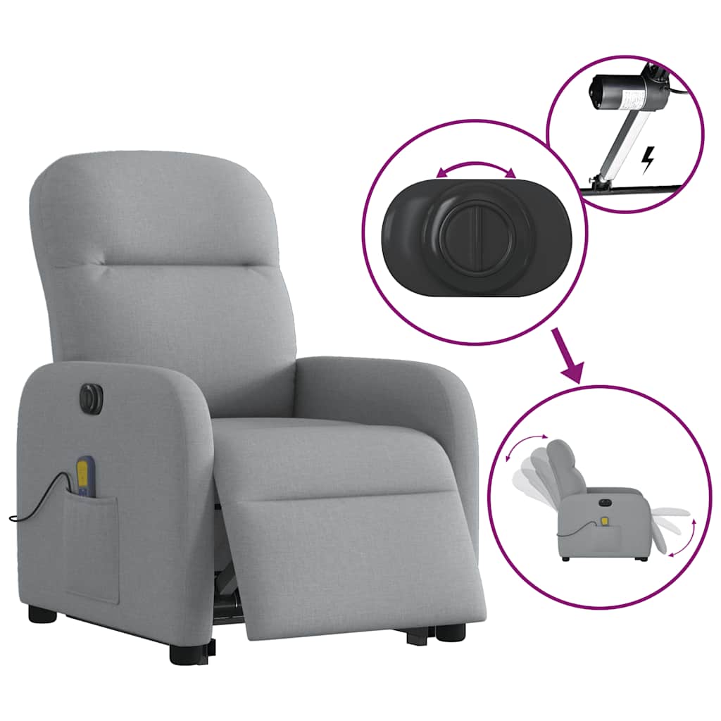Fauteuil inclinable de massage électrique Gris clair Tissu - XIOS