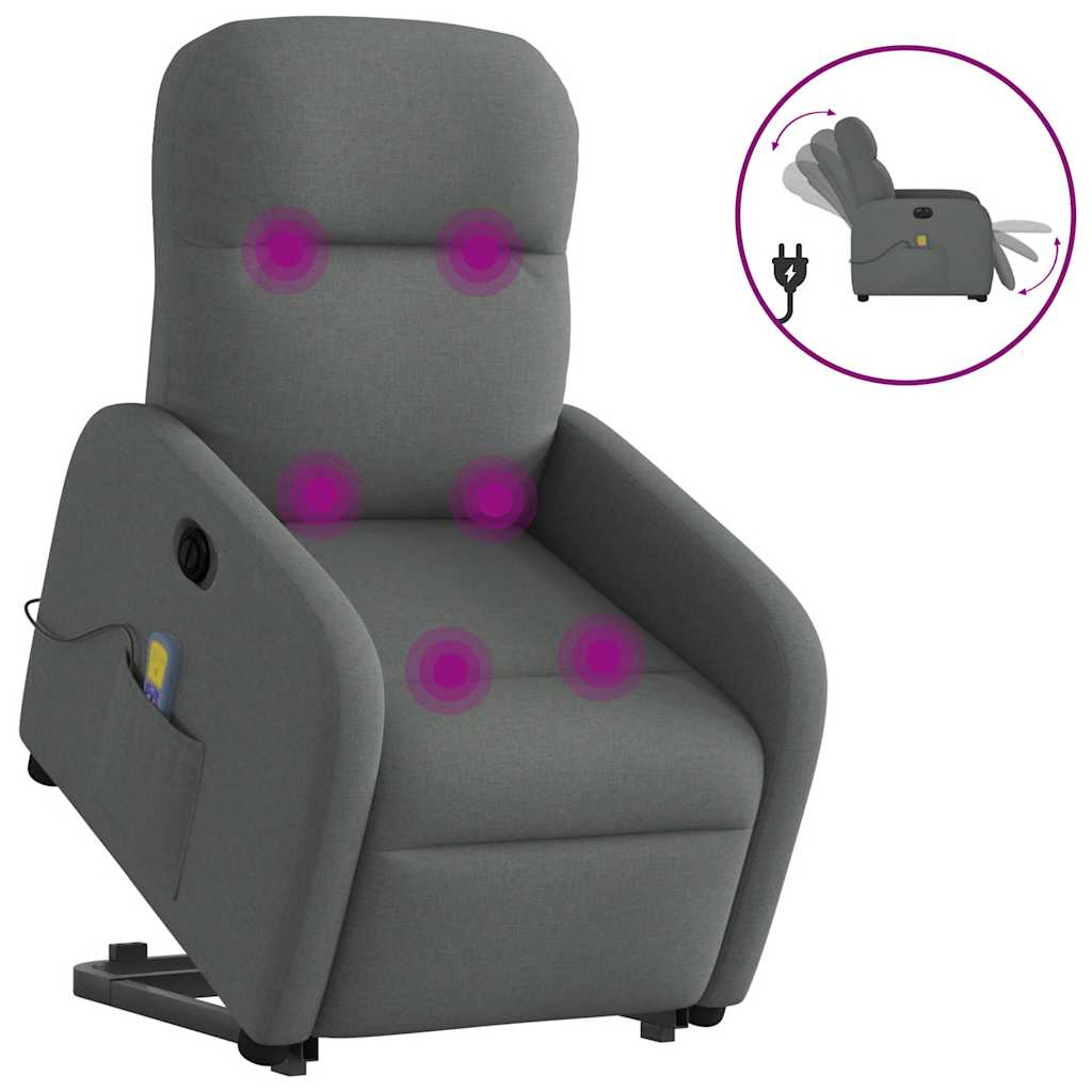 Fauteuil inclinable de massage électrique Gris foncé Tissu - XIOS