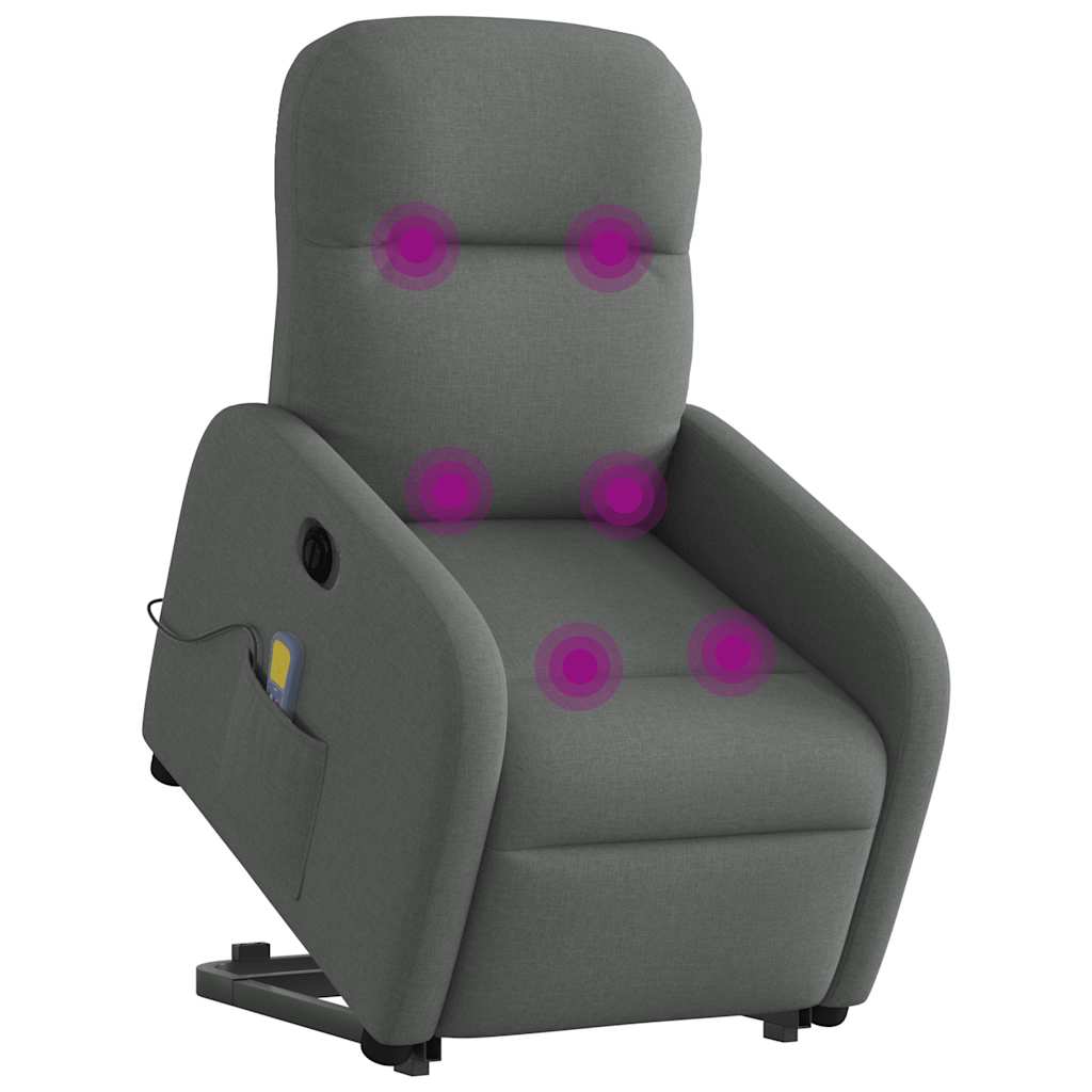 Fauteuil inclinable de massage électrique Gris foncé Tissu - XIOS