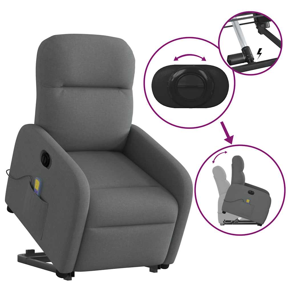 Fauteuil inclinable de massage électrique Gris foncé Tissu - XIOS