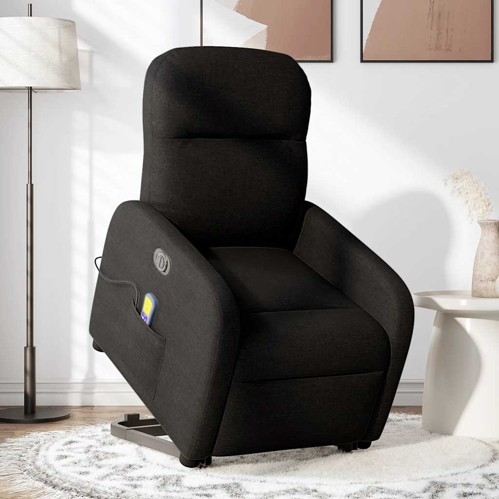 Fauteuil inclinable de massage électrique Noir Tissu