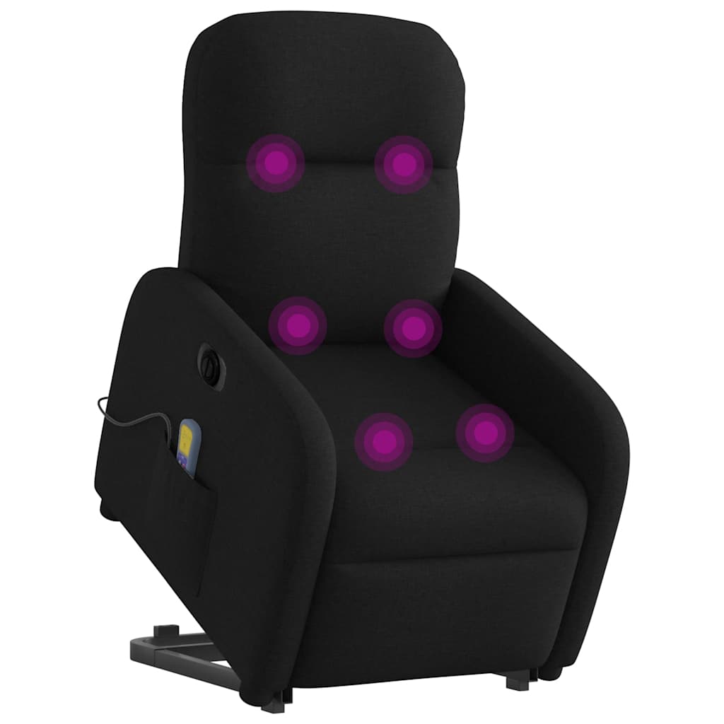 Fauteuil inclinable de massage électrique Noir Tissu