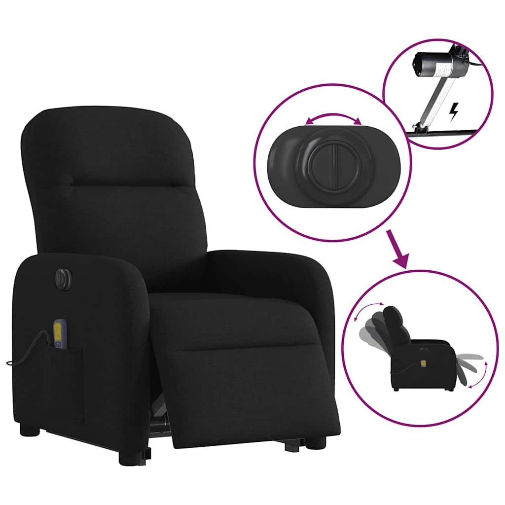 Fauteuil inclinable de massage électrique Noir Tissu - XIOS