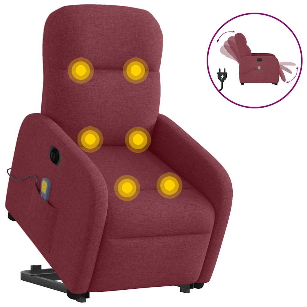 Fauteuil inclinable de massage électrique Rouge bordeaux Tissu - XIOS