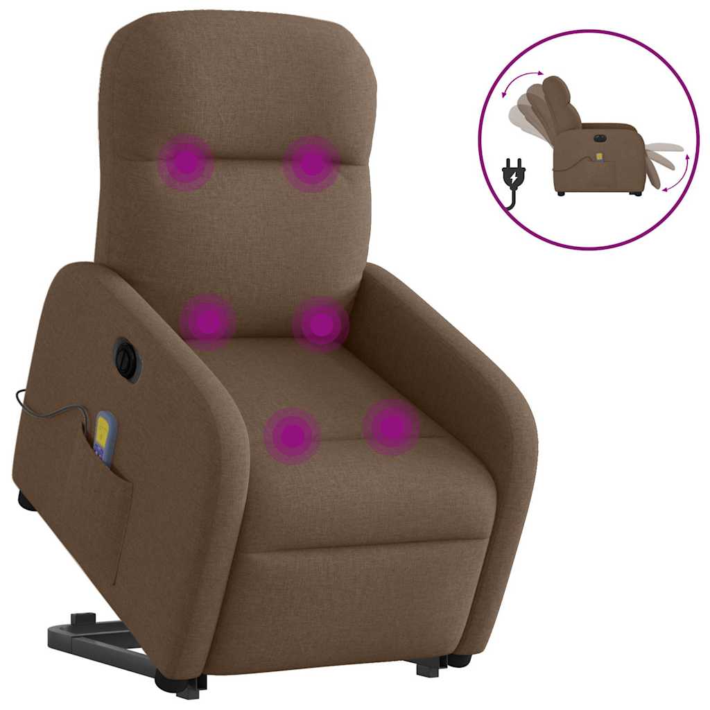 Fauteuil inclinable de massage électrique Marron Tissu - XIOS
