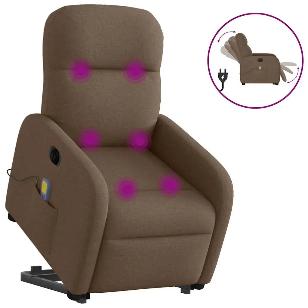Fauteuil inclinable de massage électrique Marron Tissu - XIOS