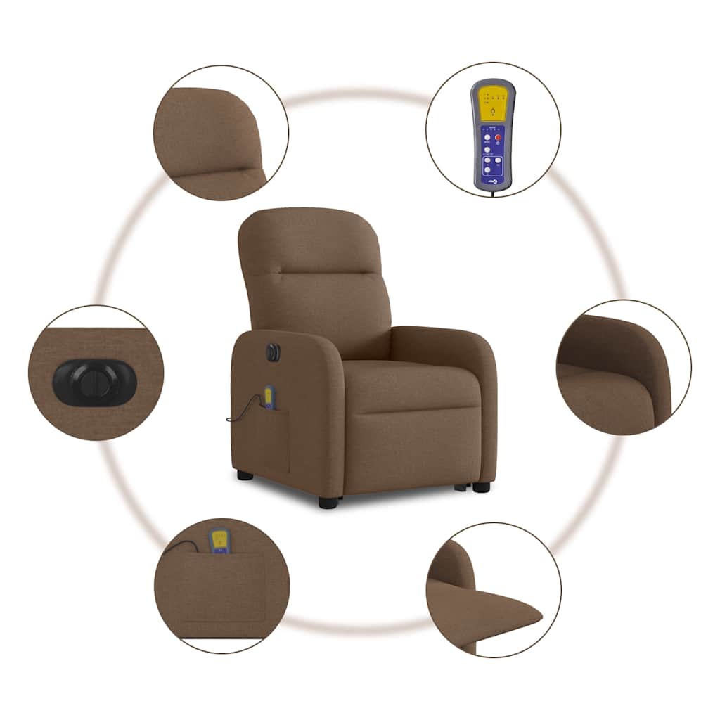 Fauteuil inclinable de massage électrique Marron Tissu