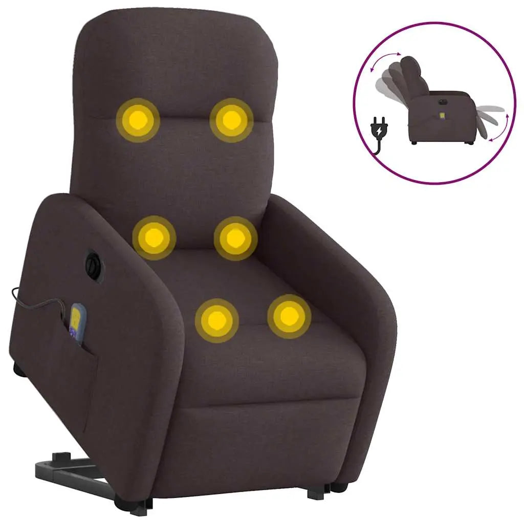 Fauteuil inclinable de massage électrique Marron foncé Tissu - XIOS