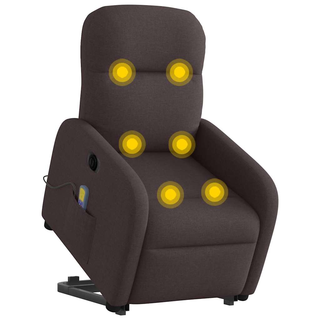 Fauteuil inclinable de massage électrique Marron foncé Tissu - XIOS