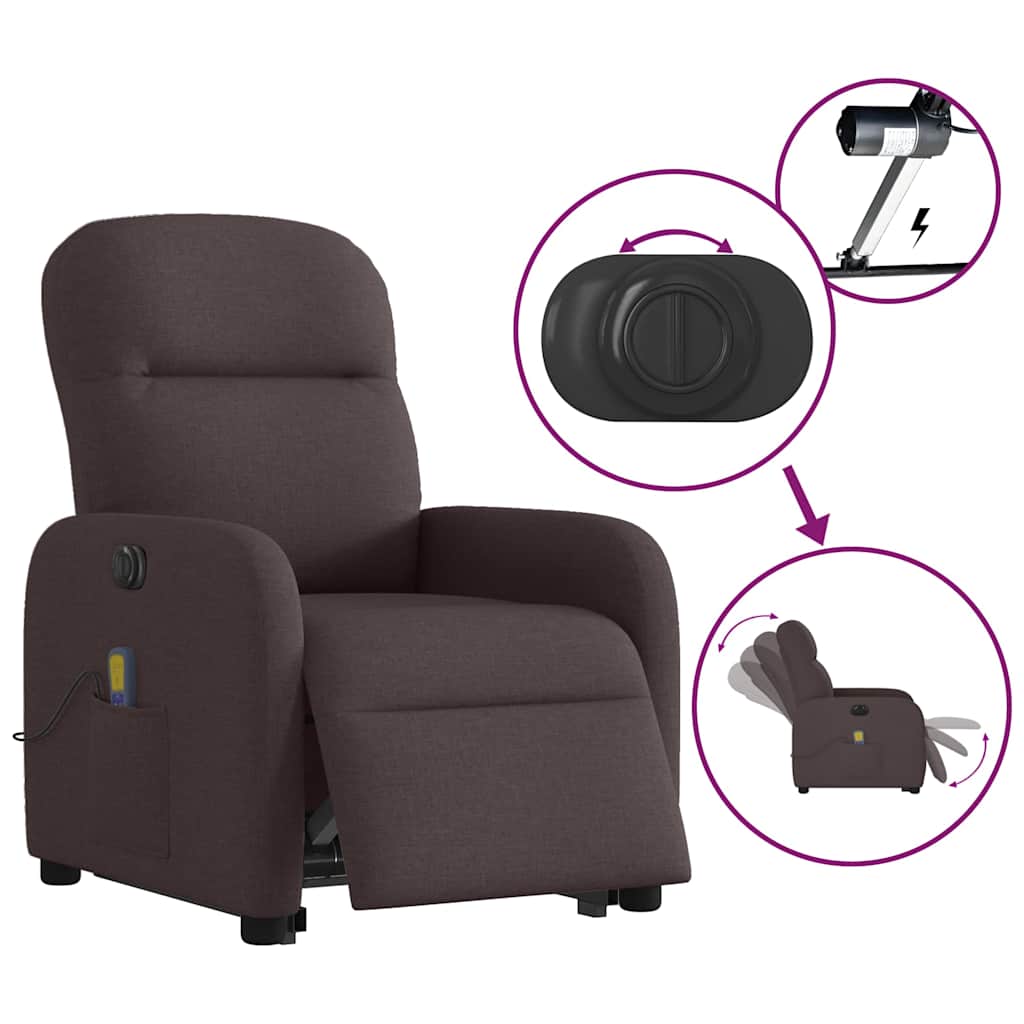 Fauteuil inclinable de massage électrique Marron foncé Tissu - XIOS
