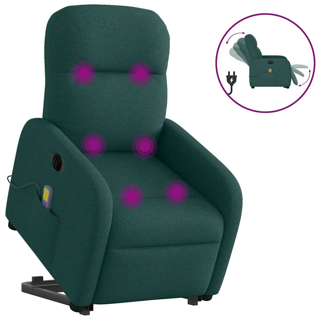 Fauteuil inclinable de massage électrique Vert foncé Tissu - XIOS