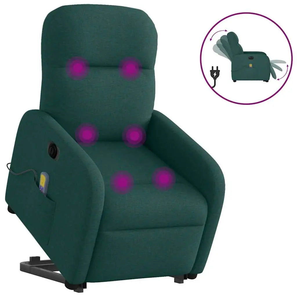 Fauteuil inclinable de massage électrique Vert foncé Tissu - XIOS