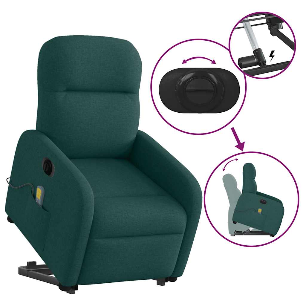 Fauteuil inclinable de massage électrique Vert foncé Tissu - XIOS