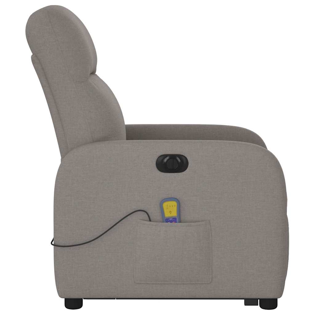 Fauteuil inclinable de massage électrique Taupe Tissu