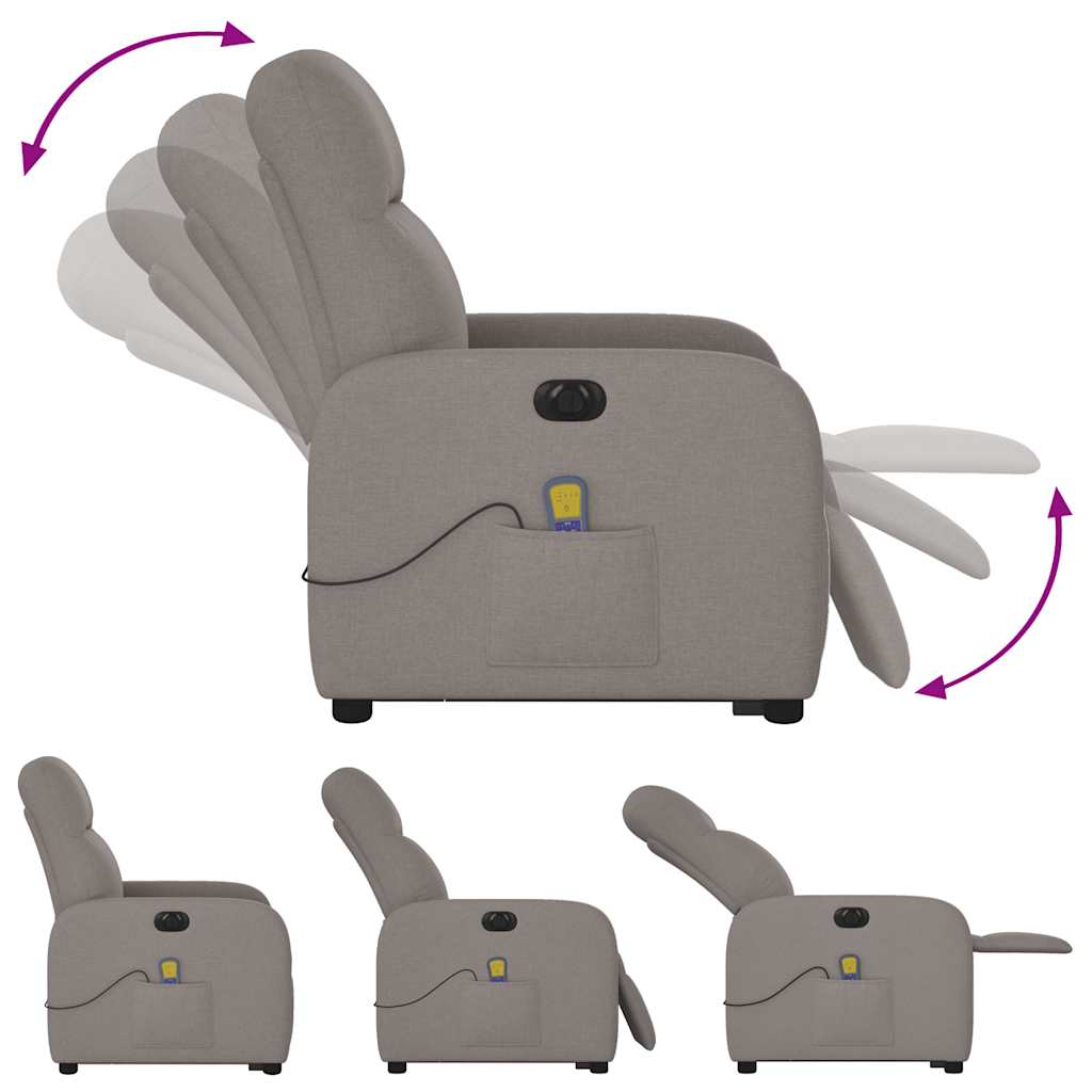 Fauteuil inclinable de massage électrique Taupe Tissu - XIOS