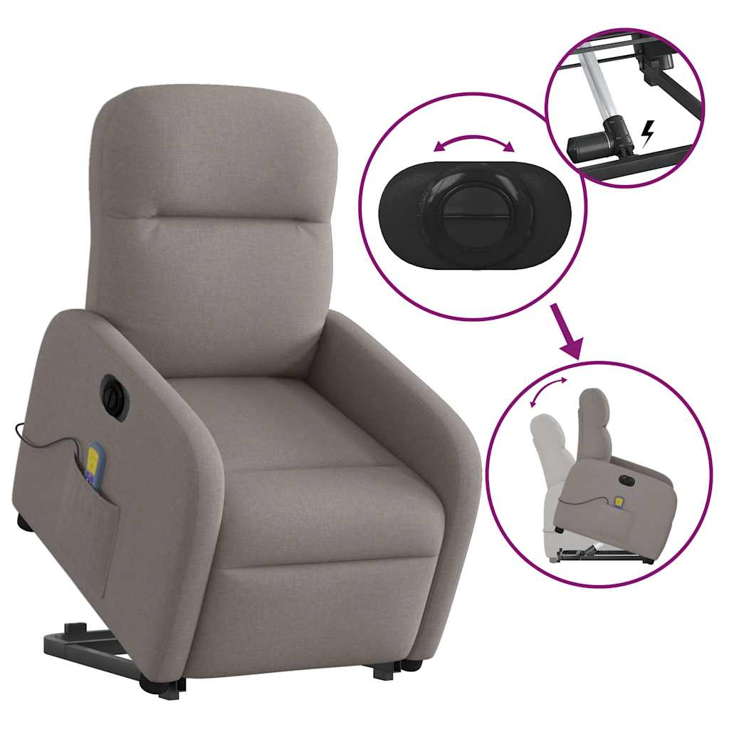 Fauteuil inclinable de massage électrique Taupe Tissu - XIOS