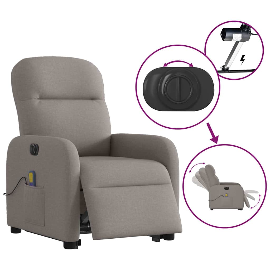 Fauteuil inclinable de massage électrique Taupe Tissu - XIOS