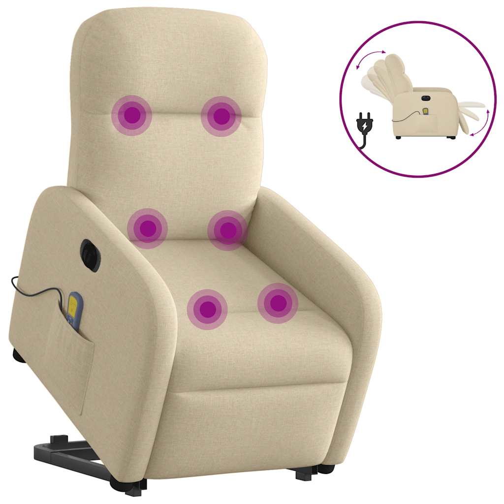 Fauteuil inclinable de massage électrique Crème Tissu - XIOS