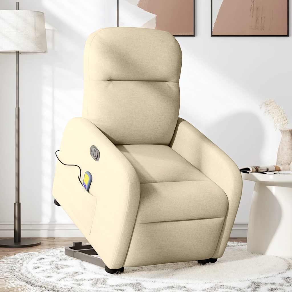 Fauteuil inclinable de massage électrique Crème Tissu - XIOS