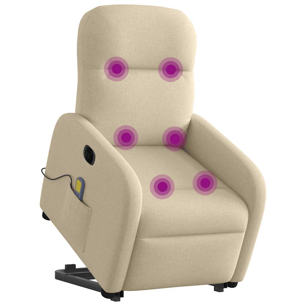 Fauteuil inclinable de massage électrique Crème Tissu - XIOS