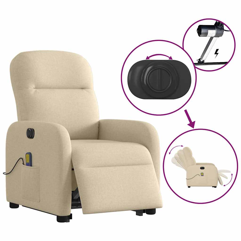 Fauteuil inclinable de massage électrique Crème Tissu - XIOS