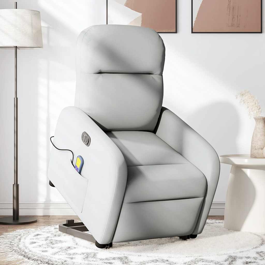 Fauteuil inclinable de massage électrique gris nuage tissu - XIOS