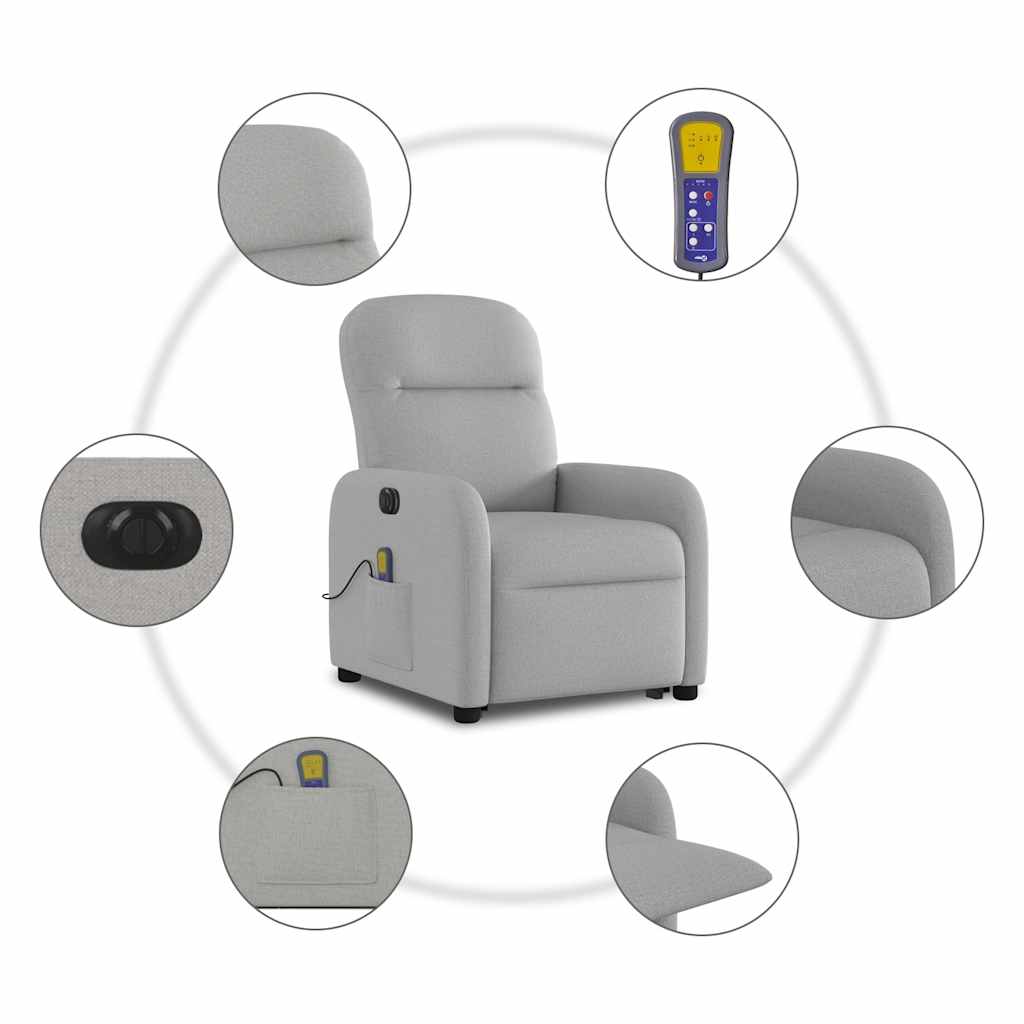 Fauteuil inclinable de massage électrique gris nuage tissu - XIOS