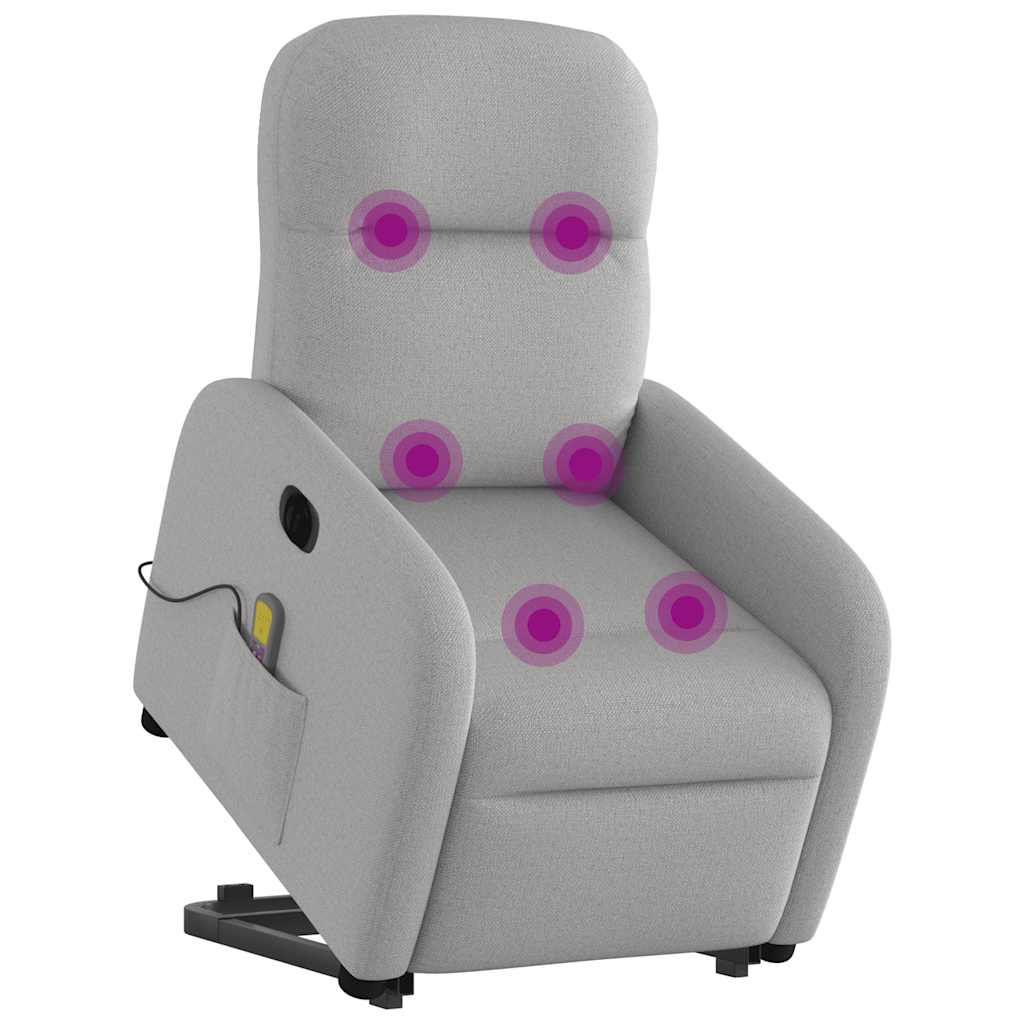Fauteuil inclinable de massage électrique gris nuage tissu - XIOS
