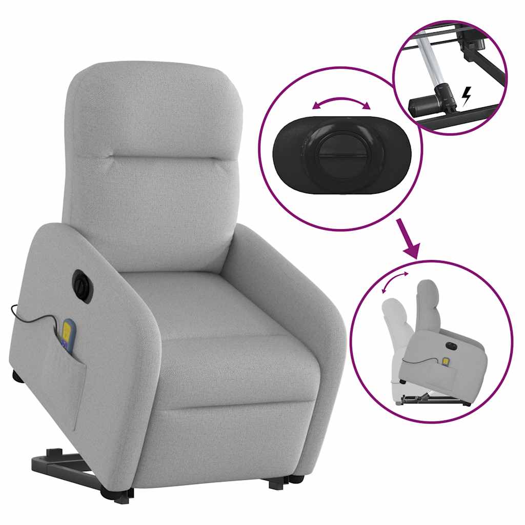 Fauteuil inclinable de massage électrique gris nuage tissu - XIOS