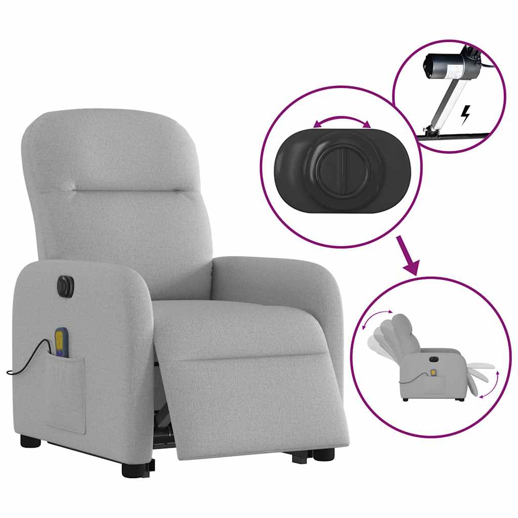 Fauteuil inclinable de massage électrique gris nuage tissu - XIOS
