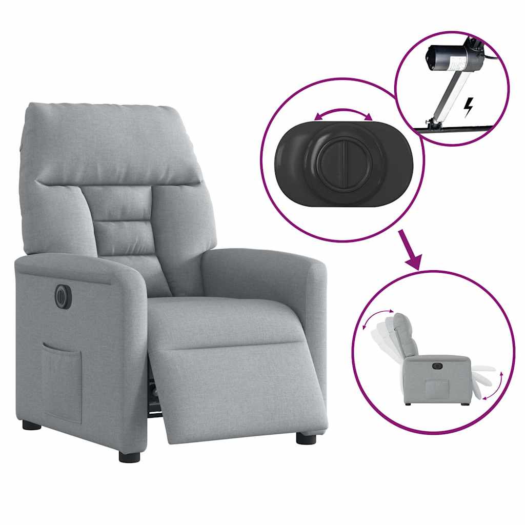 Fauteuil inclinable électrique Gris clair Tissu - XIOS