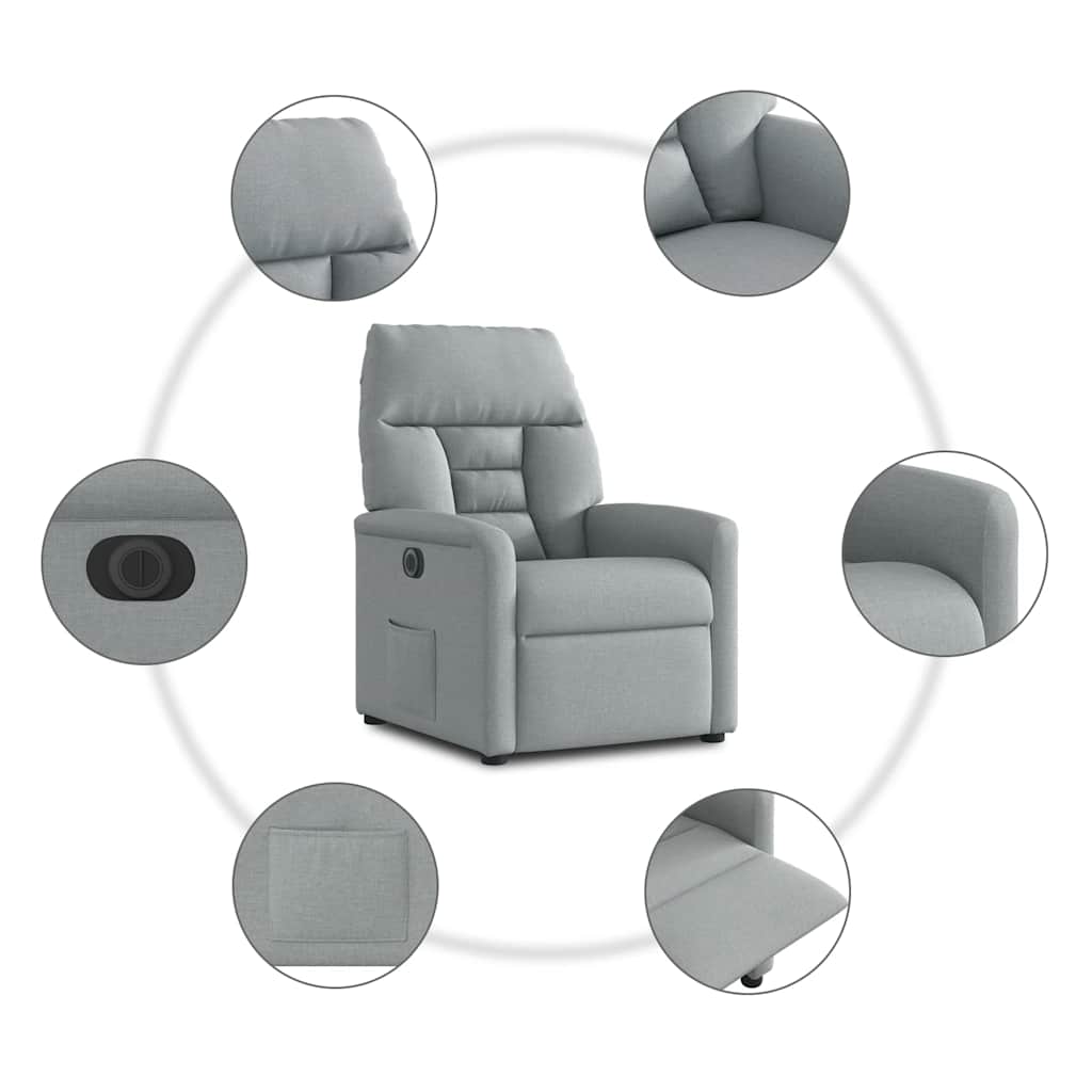 Fauteuil inclinable électrique Gris clair Tissu - XIOS