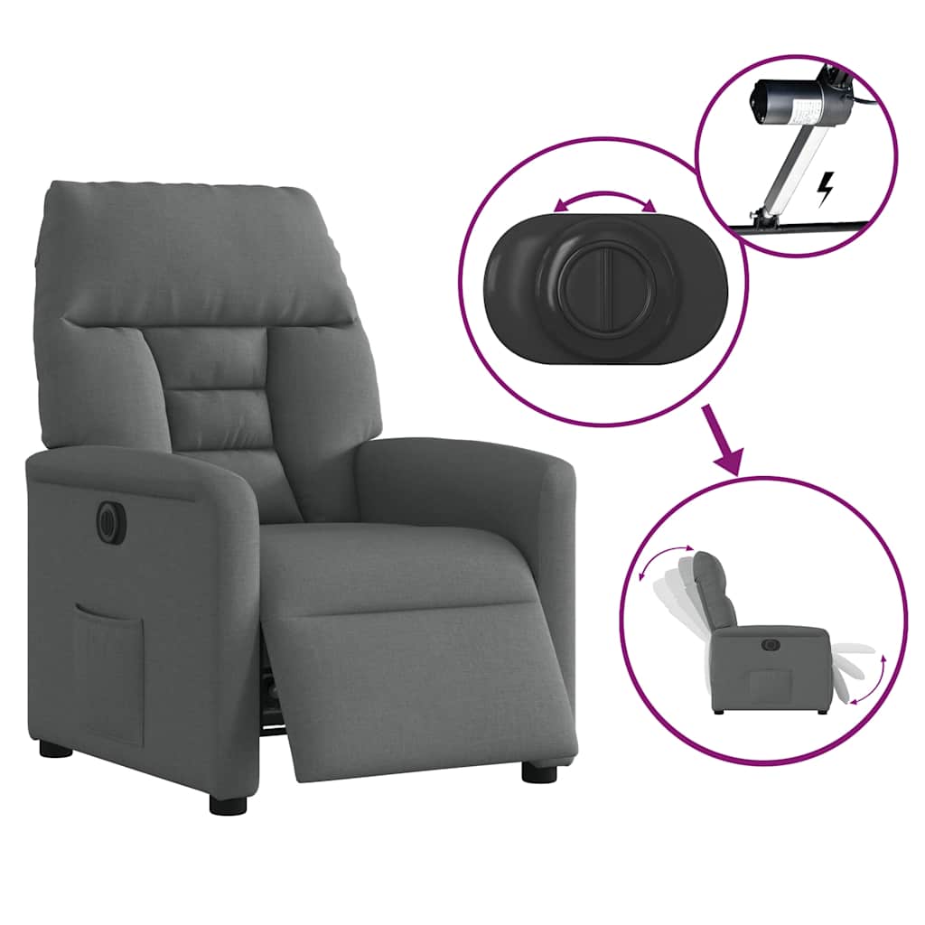 Fauteuil inclinable électrique Gris foncé Tissu - XIOS