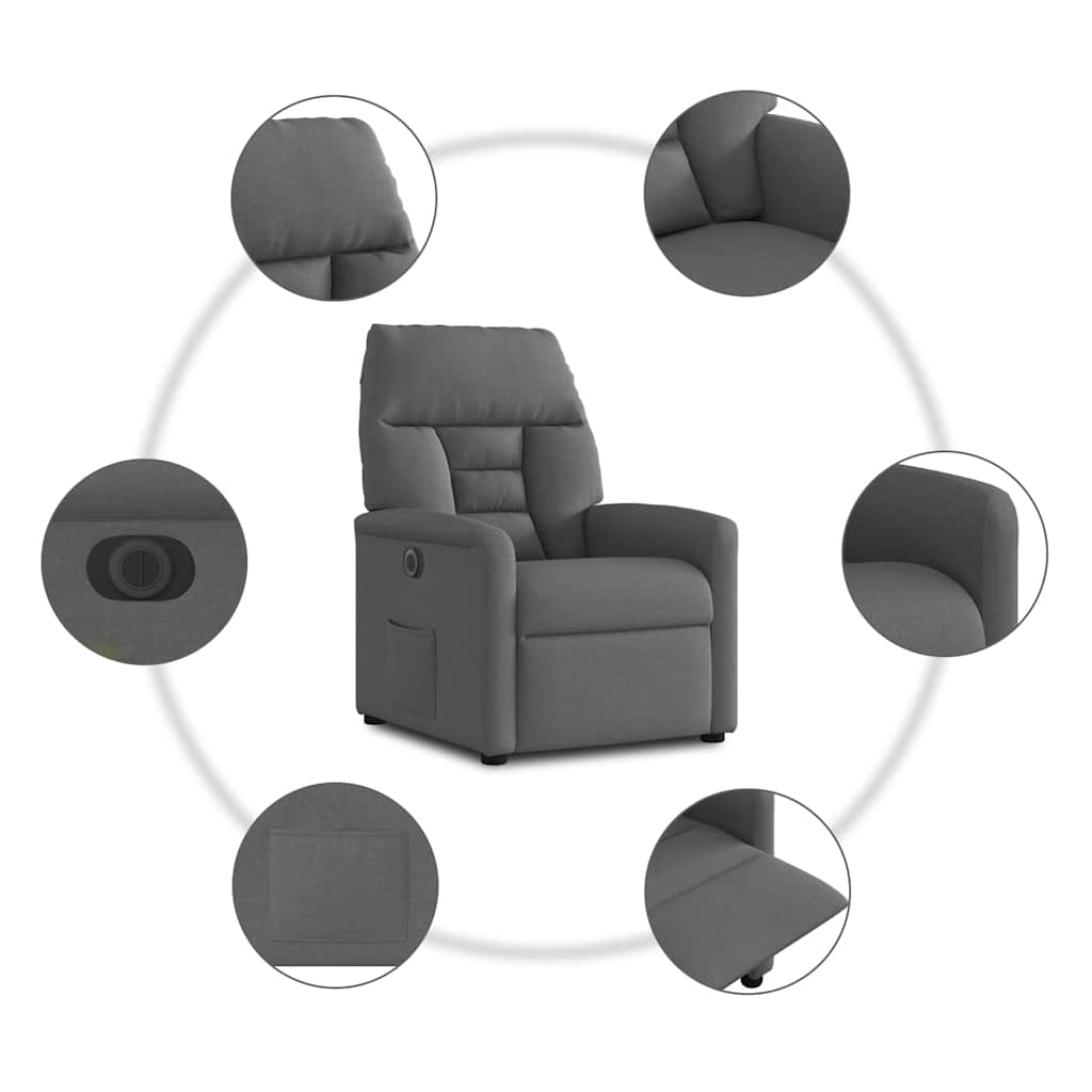 Fauteuil inclinable électrique Gris foncé Tissu - XIOS