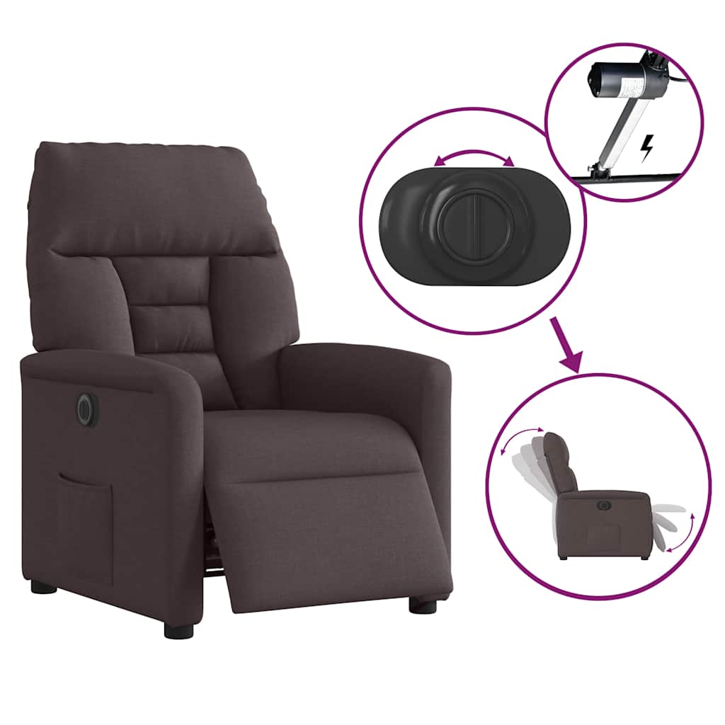 Fauteuil inclinable électrique Marron foncé Tissu - XIOS