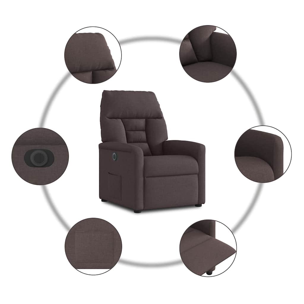 Fauteuil inclinable électrique Marron foncé Tissu - XIOS