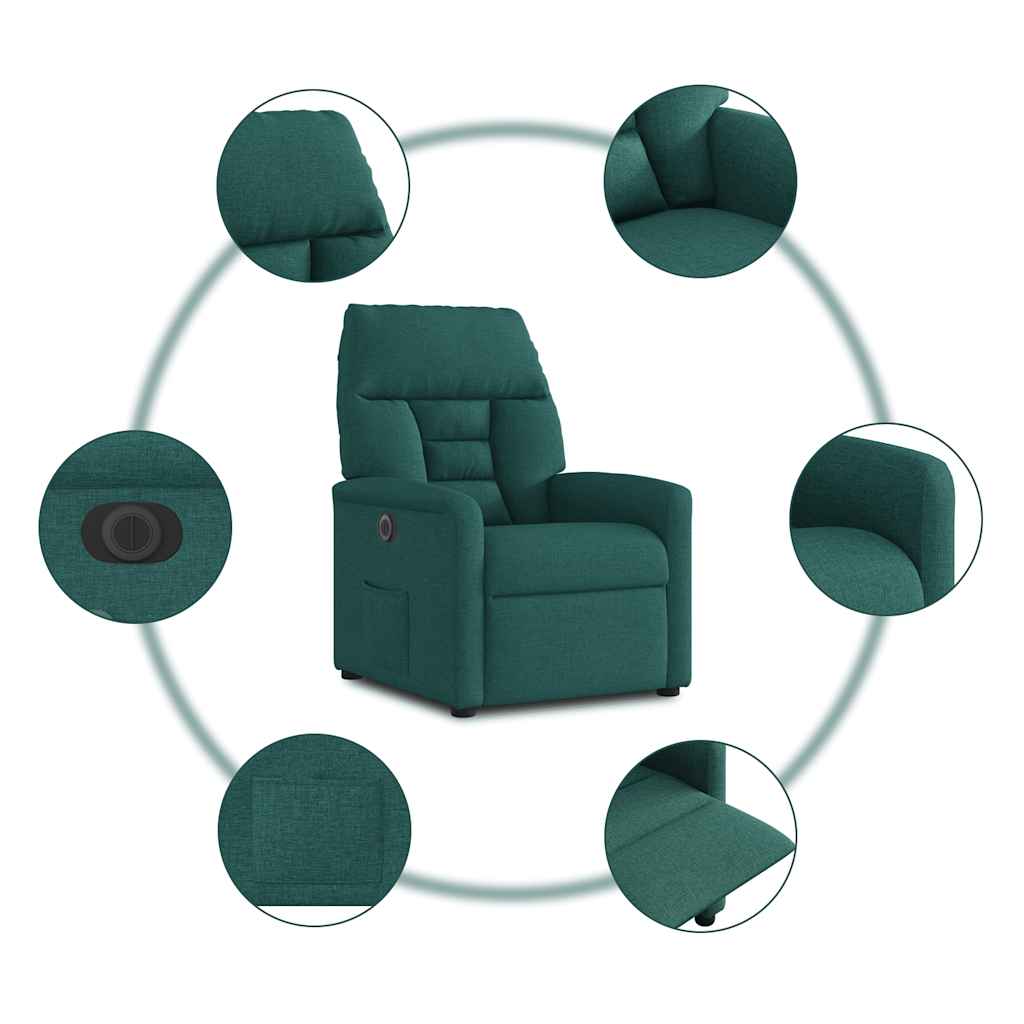 Fauteuil inclinable électrique Vert foncé Tissu