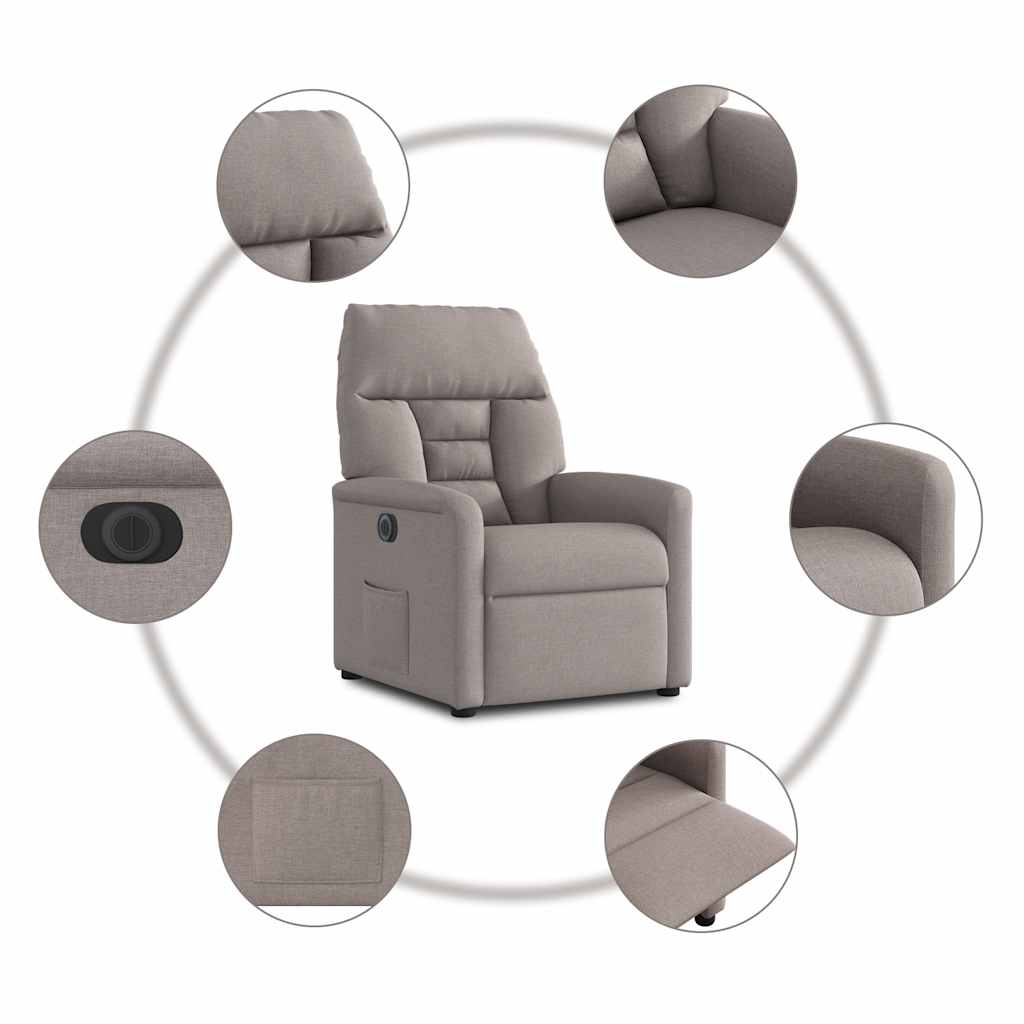 Fauteuil inclinable électrique Taupe Tissu - XIOS