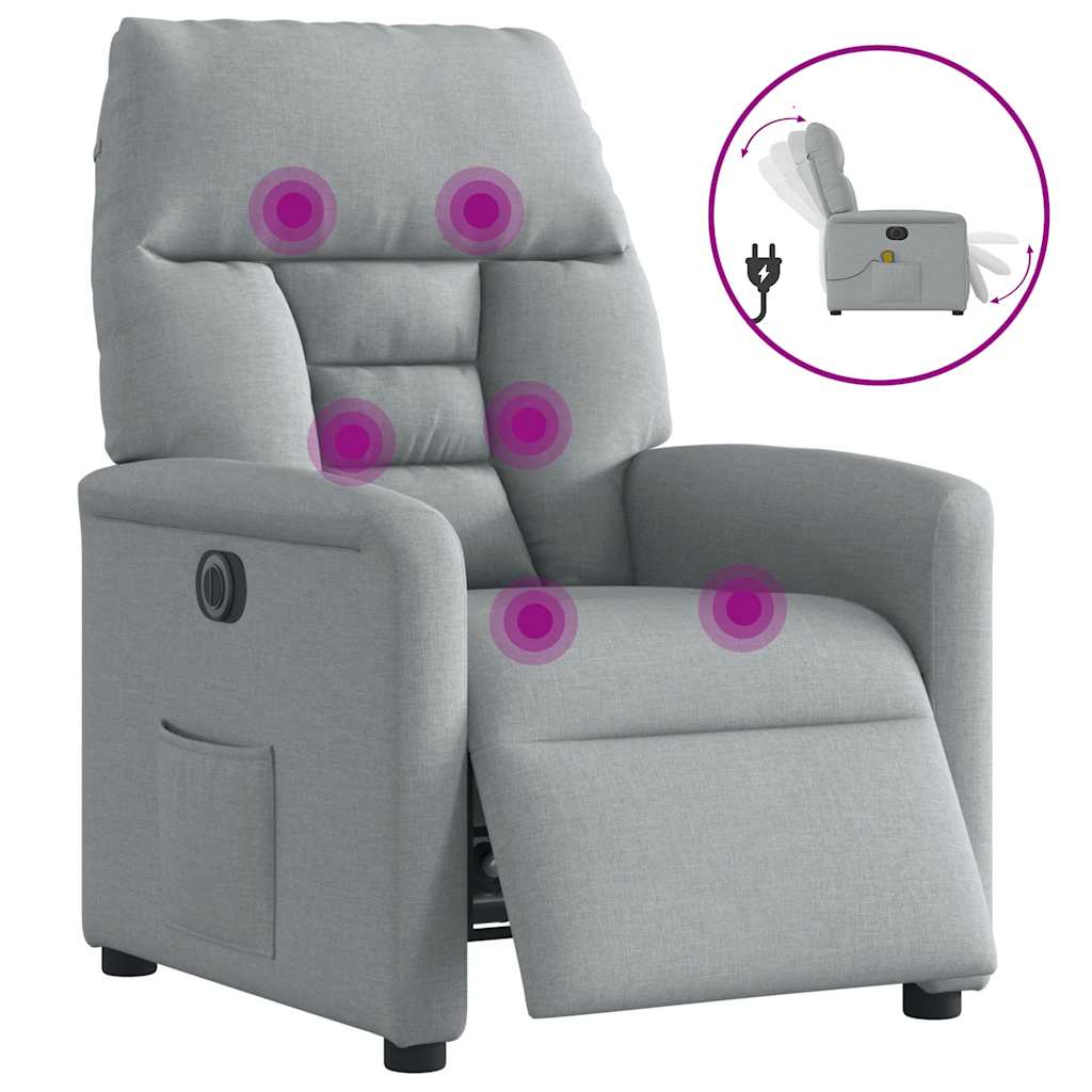 Fauteuil de massage inclinable électrique gris clair tissu - XIOS
