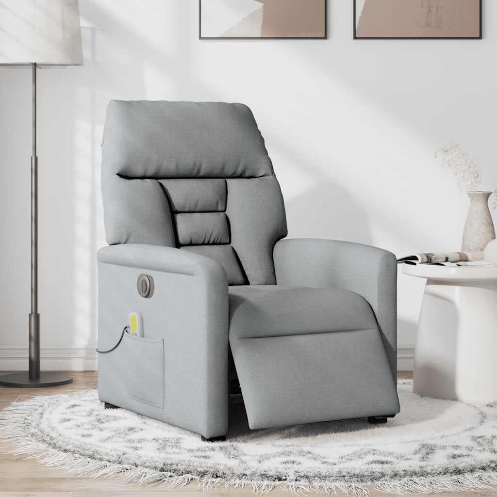 Fauteuil de massage inclinable électrique gris clair tissu - XIOS